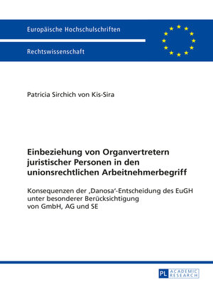 cover image of Einbeziehung von Organvertretern juristischer Personen in den unionsrechtlichen Arbeitnehmerbegriff